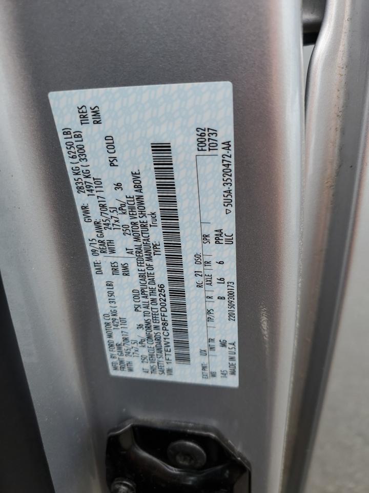 2015 Ford F150 Supercrew VIN: 1FTEW1CP8FFD02256 Lot: 52191835