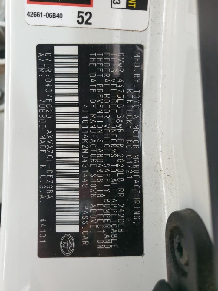 2021 Toyota Camry Se VIN: 4T1G11AK2MU431449 Lot: 54427555