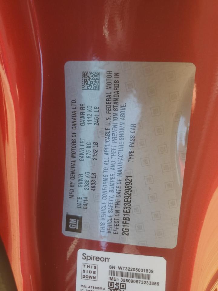 2014 Chevrolet Camaro Lt VIN: 2G1FB1E33E9298921 Lot: 55144865