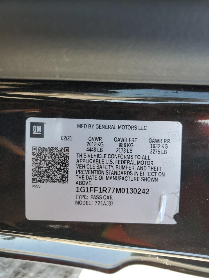 2021 Chevrolet Camaro Lz VIN: 1G1FF1R77M0130242 Lot: 52350165