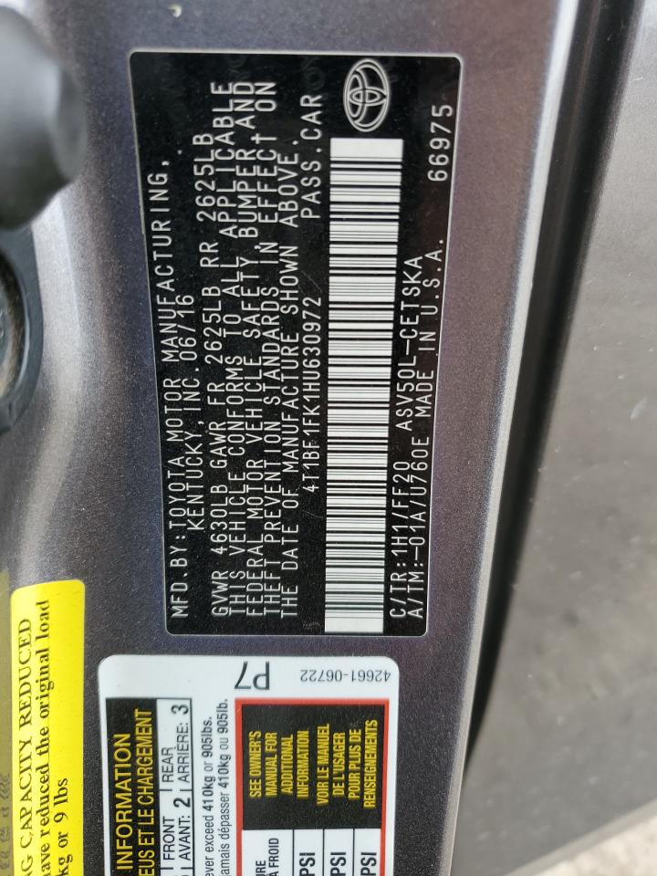 2017 Toyota Camry Le VIN: 4T1BF1FK1HU630972 Lot: 55058455