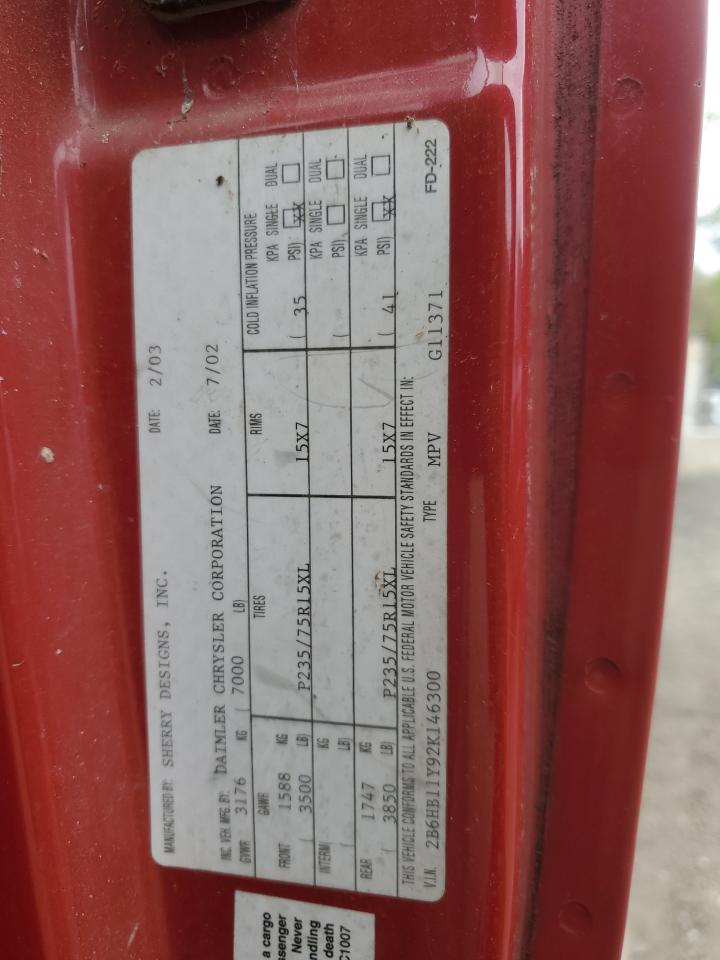 DODGE B SERIES 2002 2B6HB11Y92K146300 Photo 13