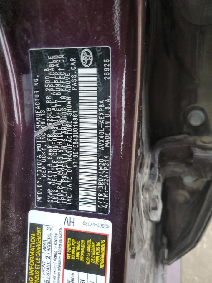 2013 Toyota Avalon Hybrid VIN: 4T1BD1EB4DU014961 Lot: 55285005