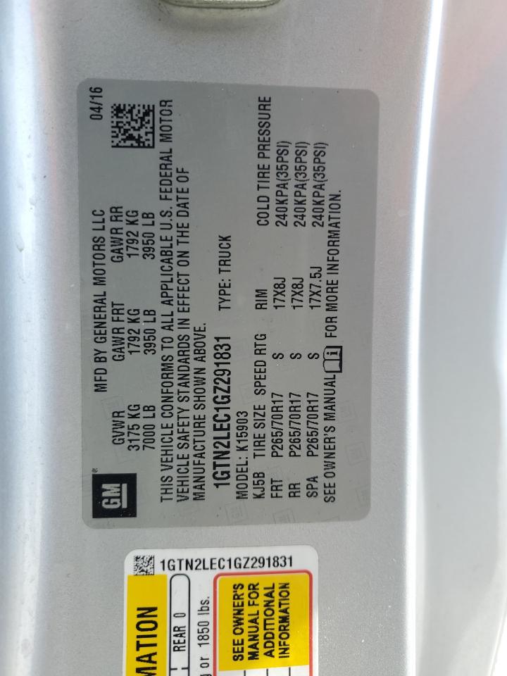 1GTN2LEC1GZ291831 2016 GMC Sierra K1500
