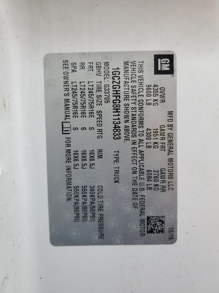 2017 Chevrolet Express G3500 VIN: 1GCZGHFG8H1134833 Lot: 51765675