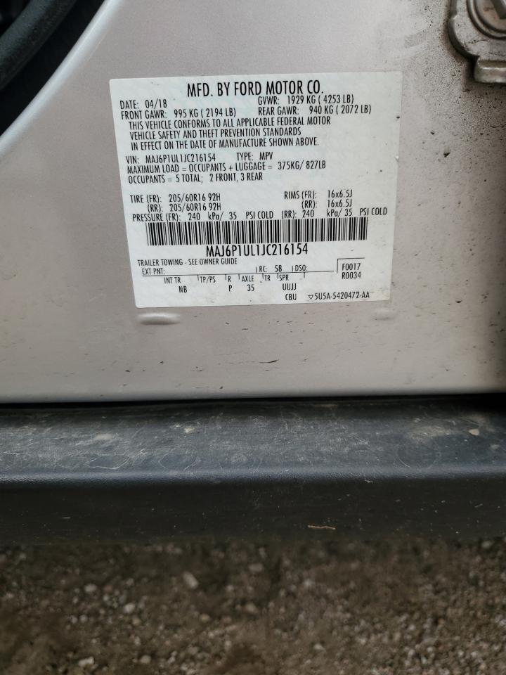 2018 Ford Ecosport Se VIN: MAJ6P1UL1JC216154 Lot: 54540635