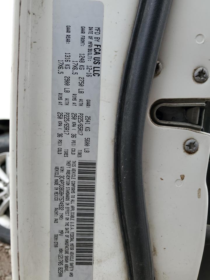 2017 Dodge Journey Sxt VIN: 3C4PDDBG8HT574932 Lot: 52382115