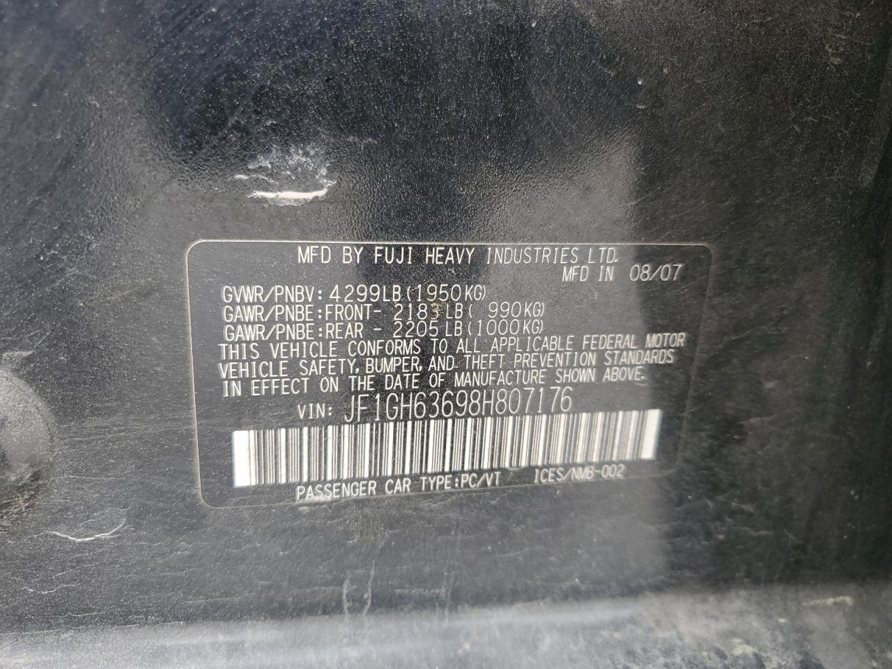 2008 Subaru Impreza Outback Sport VIN: JF1GH63698H807176 Lot: 51660355