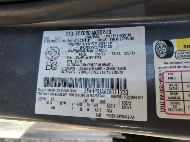 2012 FORD FUSION SEL