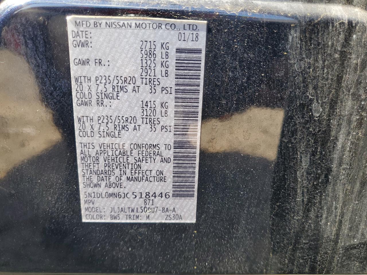 2018 Infiniti Qx60 VIN: 5N1DL0MN6JC518446 Lot: 51914855