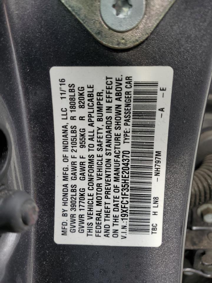 19xfc1f35he204370 19XFC1F35HE204370 2017 Honda Civic Ex
