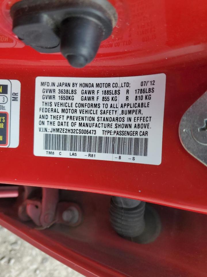 2012 Honda Insight VIN: JHMZE2H32CS006473 Lot: 51710165