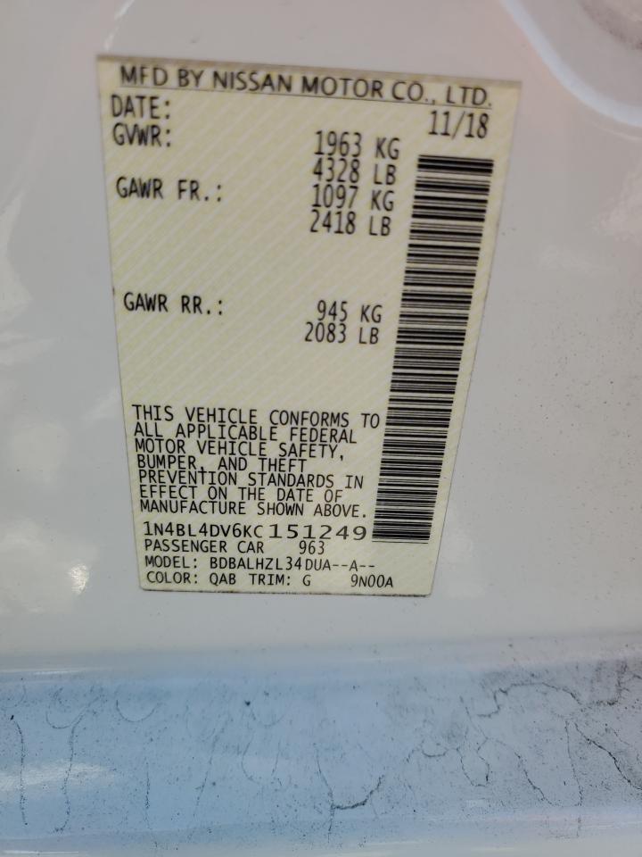 1N4BL4DV6KC151249 NISSAN ALTIMA 2019