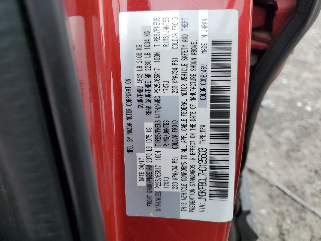 2017 Mazda Cx-5 Touring VIN: JM3KFBCL7H0135603 Lot: 54517895