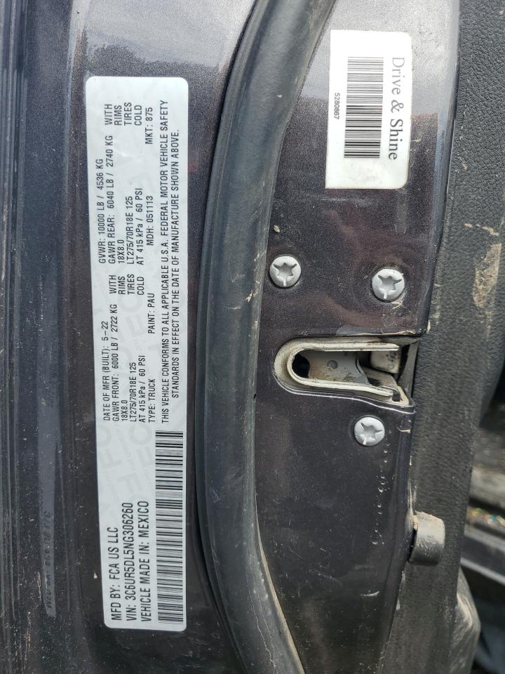 2022 Ram 2500 Big Horn/Lone Star VIN: 3C6UR5DL5NG306260 Lot: 54410435