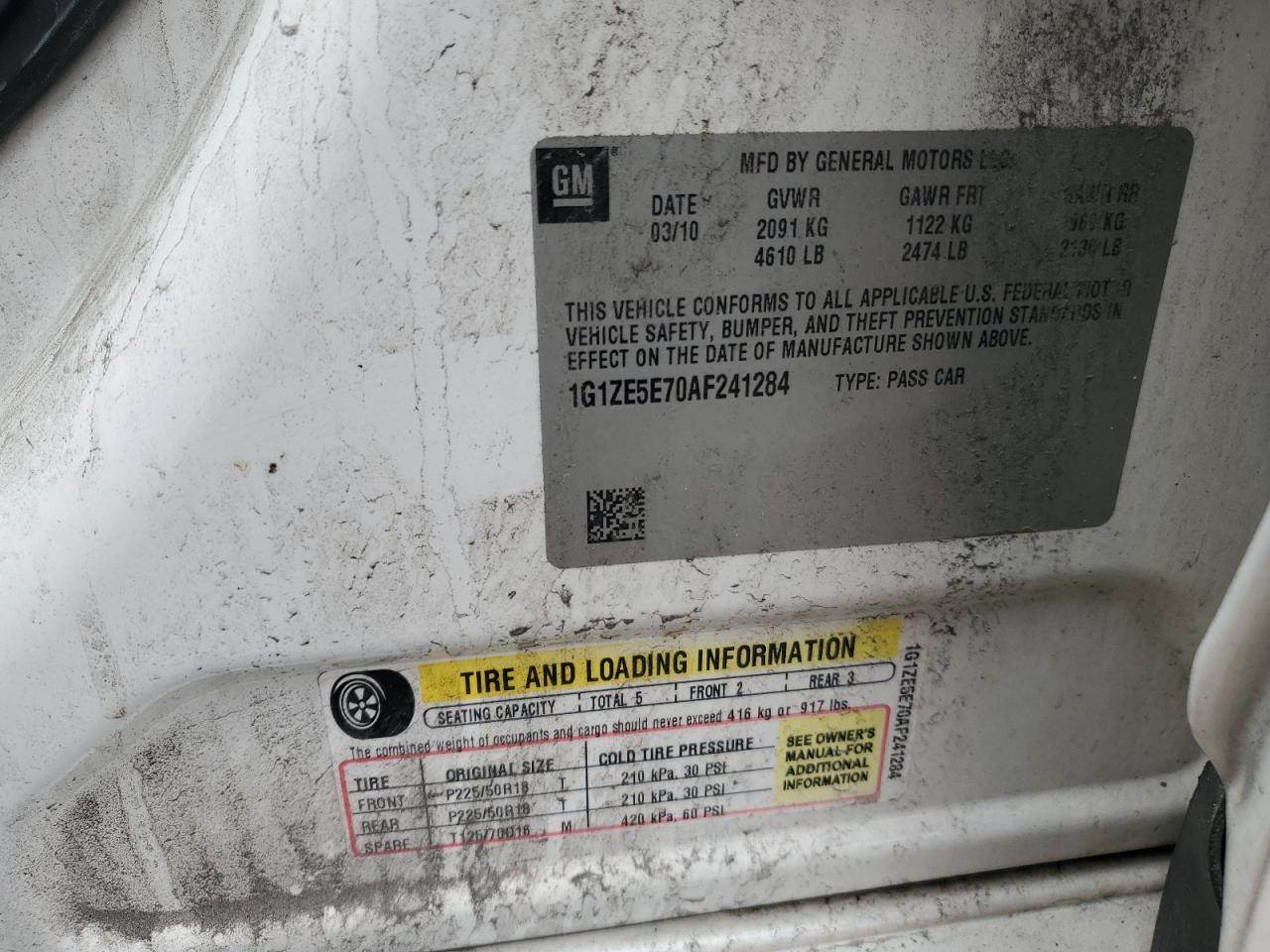 2010 Chevrolet Malibu Ltz VIN: 1G1ZE5E70AF241284 Lot: 51850905