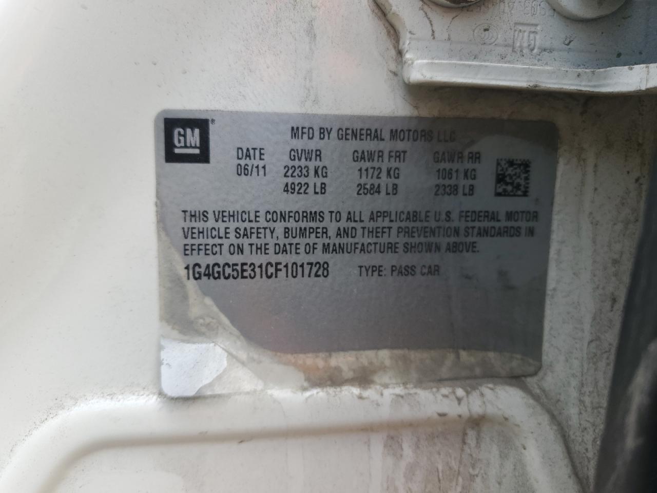 1G4GC5E31CF101728 2012 Buick Lacrosse