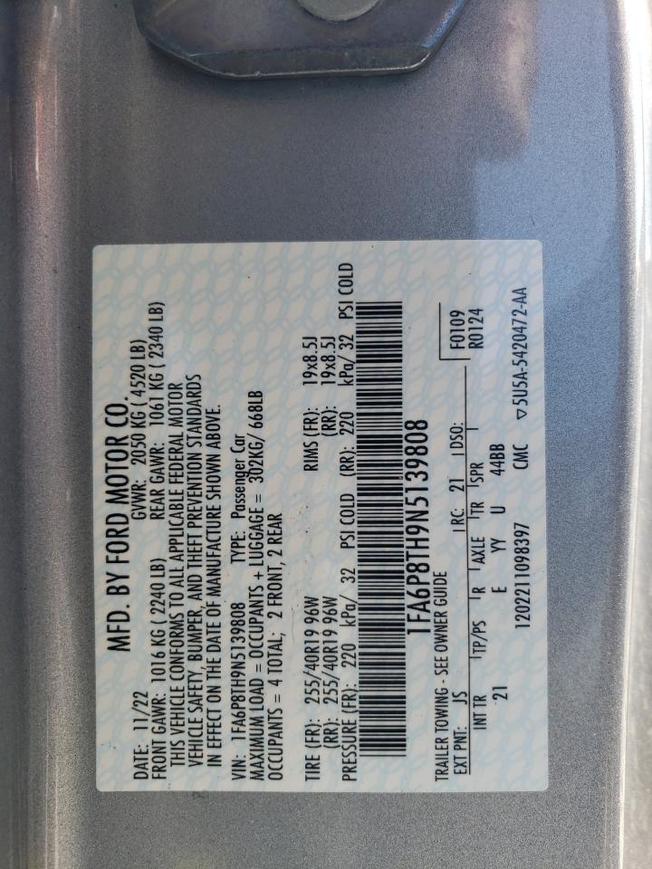 2022 Ford Mustang VIN: 1FA6P8TH9N5139808 Lot: 54675675