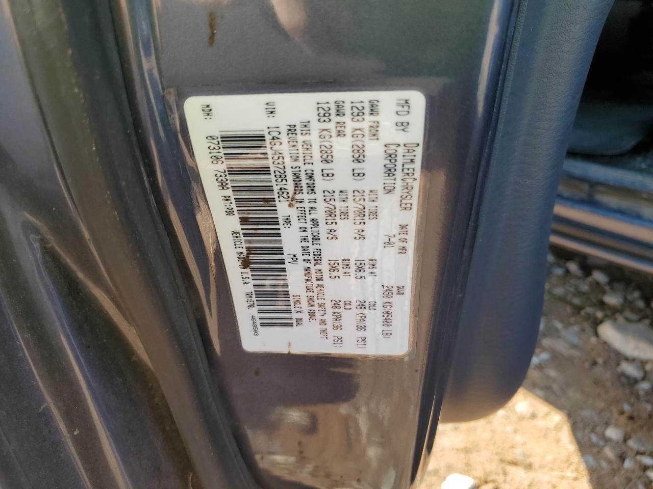 2002 Chrysler Voyager Lx VIN: 1C4GJ45372B514621 Lot: 51431435