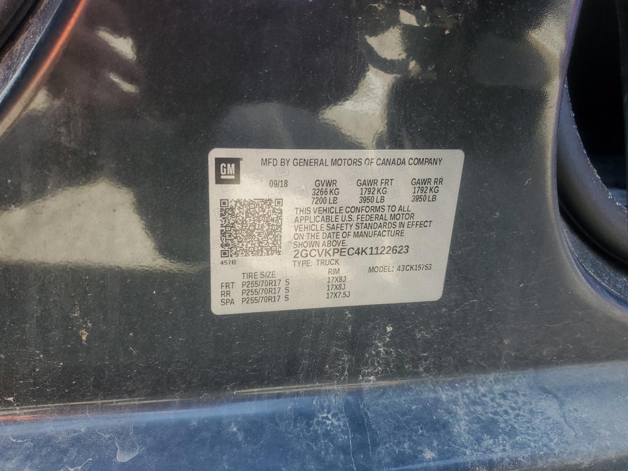 2019 Chevrolet Silverado Ld K1500 Lt VIN: 2GCVKPEC4K1122623 Lot: 44342855