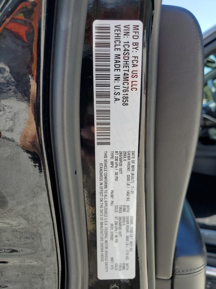 2021 Dodge Durango Citadel VIN: 1C4SDHET4MC761858 Lot: 52093455