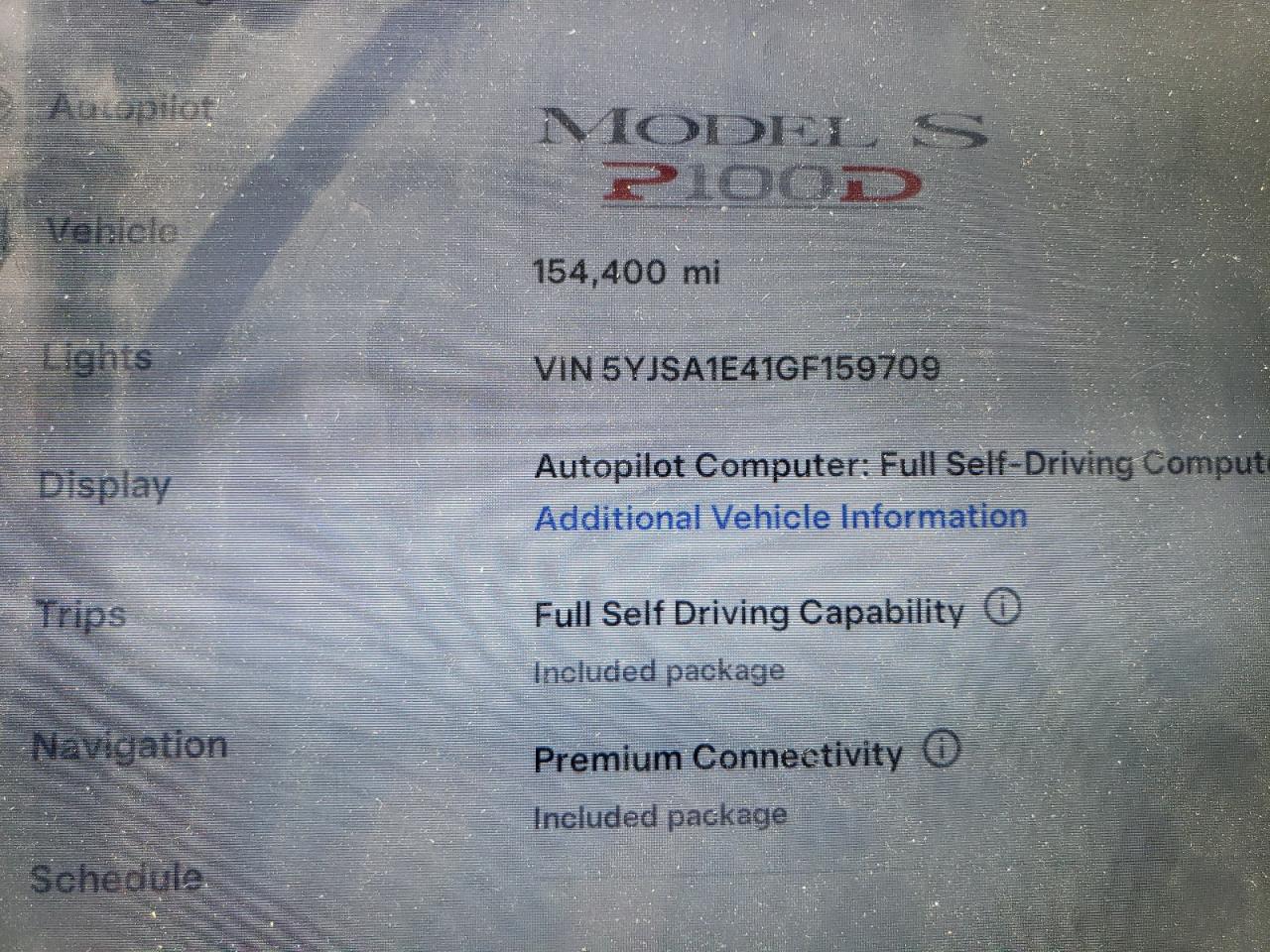 2016 Tesla Model S VIN: 5YJSA1E41GF159709 Lot: 52824325