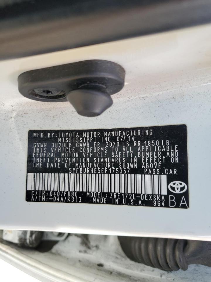 5YFBURHE5EP175357 2014 Toyota Corolla L