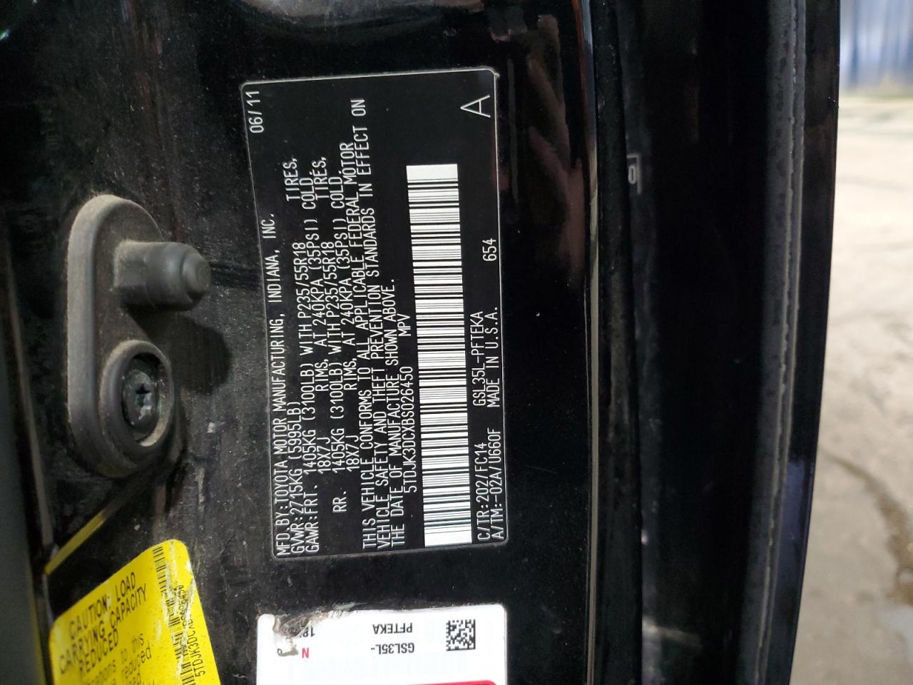 5TDJK3DCXBS026450 2011 Toyota Sienna Le