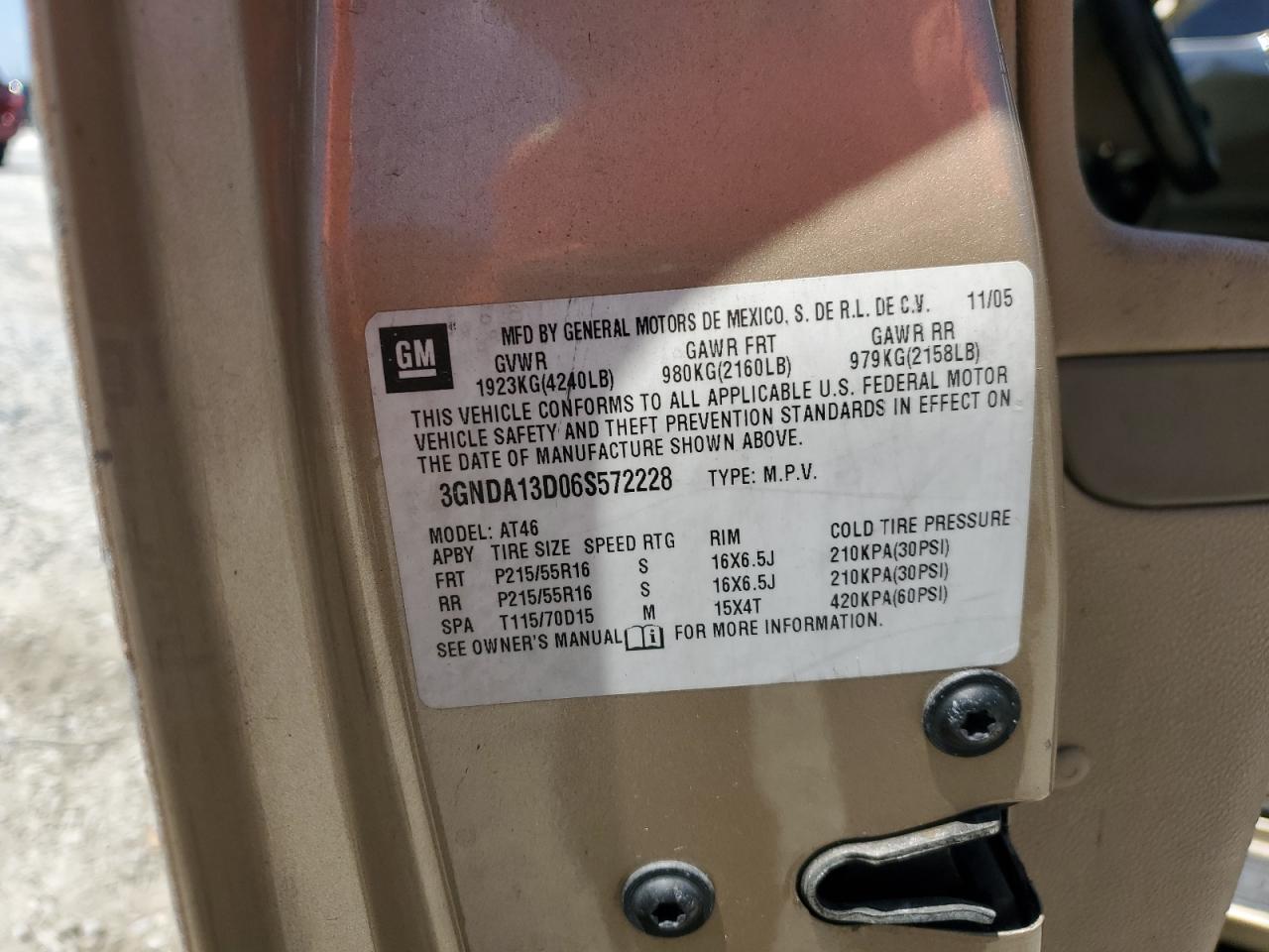 3GNDA13D06S572228 2006 Chevrolet Hhr Ls