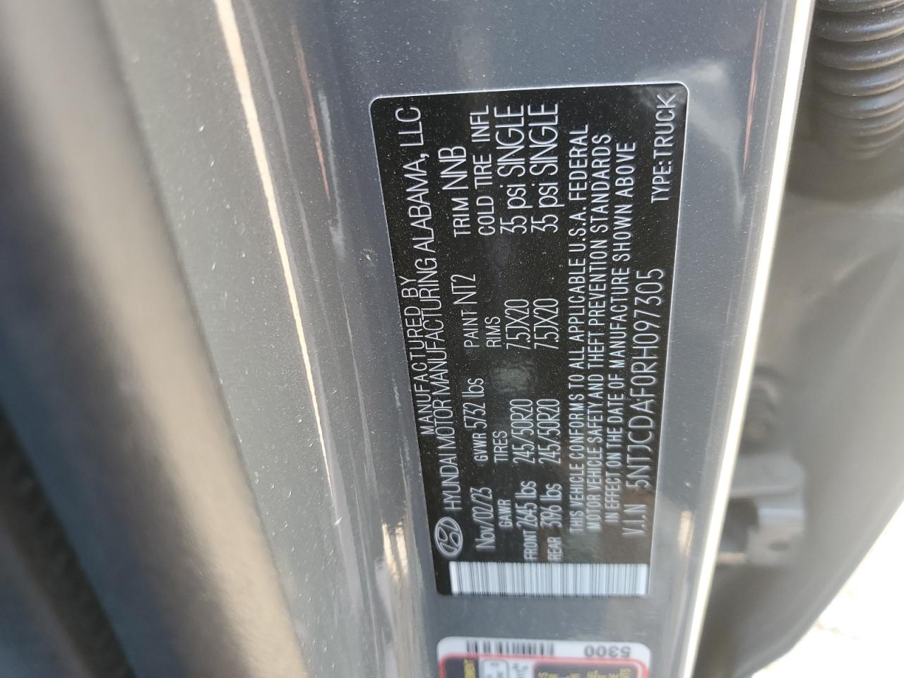2024 Hyundai Santa Cruz Night VIN: 5NTJCDAF0RH097305 Lot: 54591755