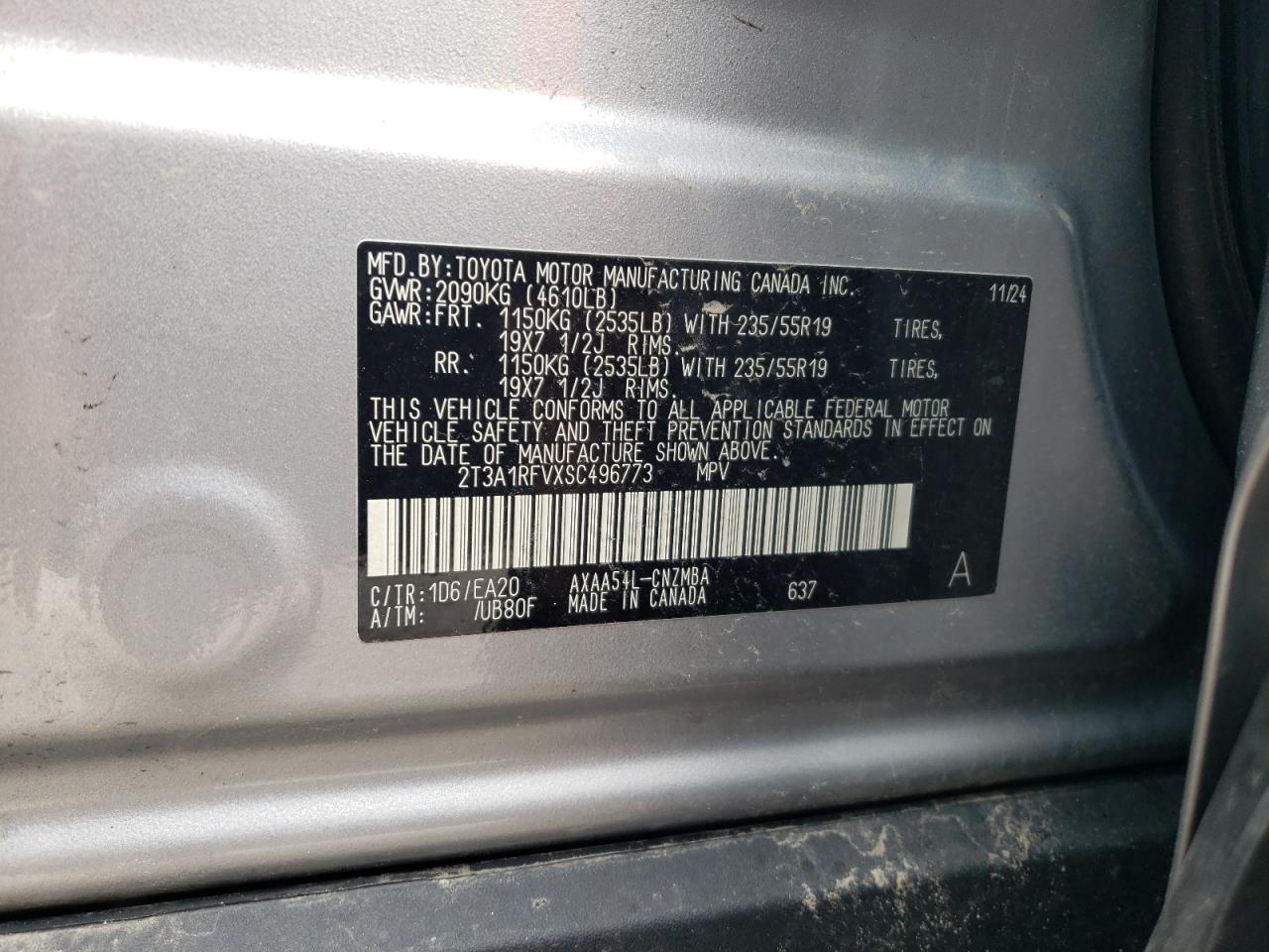 2025 Toyota Rav4 Xle Premium VIN: 2T3A1RFVXSC496773 Lot: 55148845