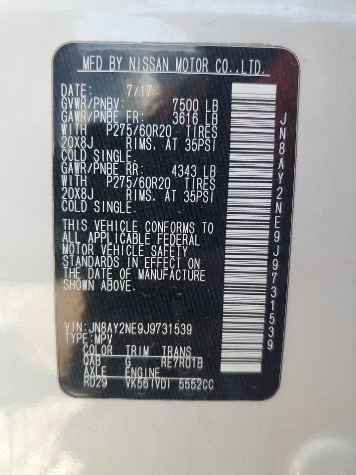 2018 Nissan Armada Platinum VIN: JN8AY2NE9J9731539 Lot: 48618025