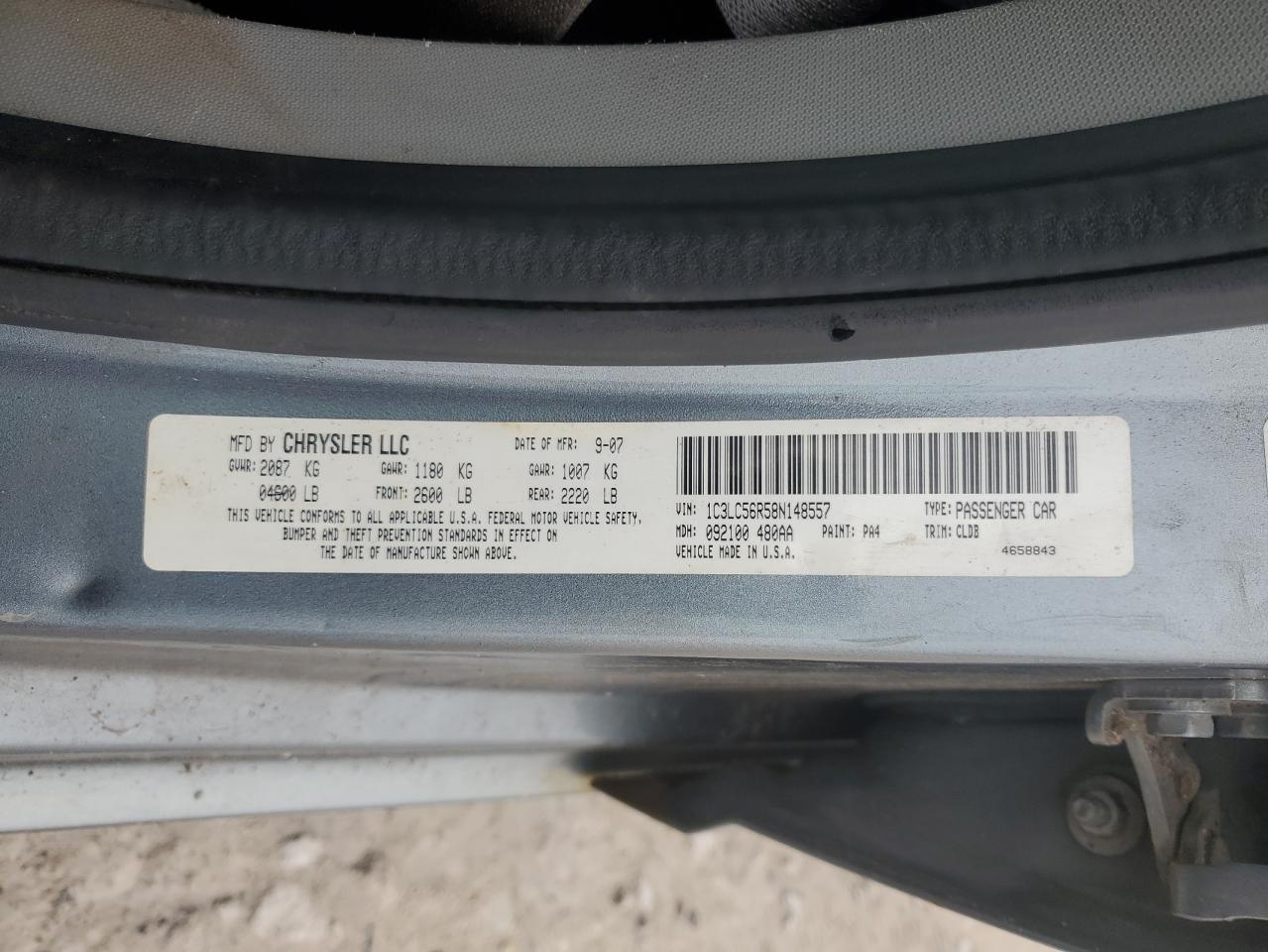 2008 Chrysler Sebring Touring VIN: 1C3LC56R58N148557 Lot: 51630375
