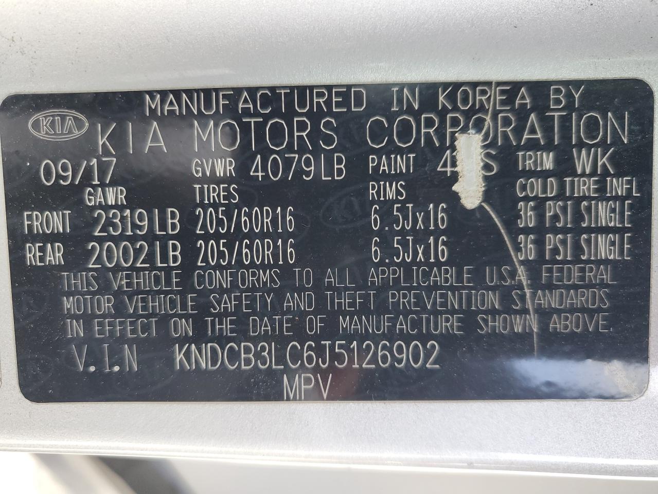 2018 Kia Niro Fe VIN: KNDCB3LC6J5126902 Lot: 54779665