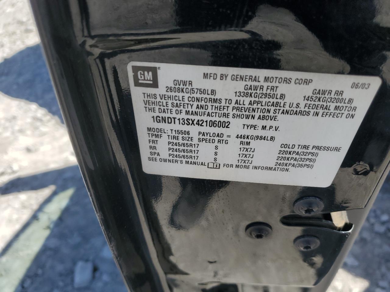 2004 Chevrolet Trailblazer Ls VIN: 1GNDT13SX42106002 Lot: 63208505