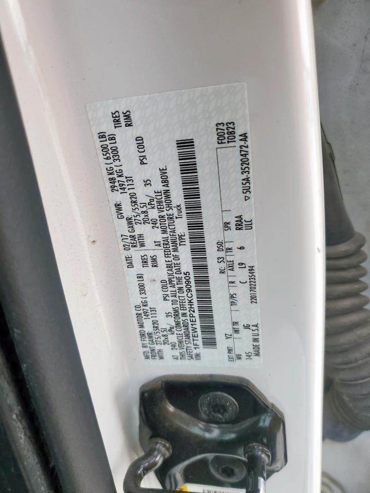 2017 Ford F150 Supercrew VIN: 1FTEW1EP2HKC90905 Lot: 50544135