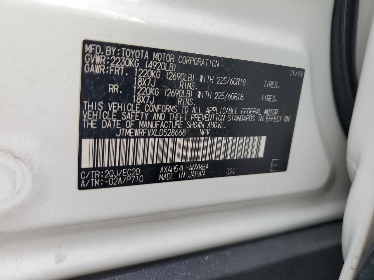 2020 Toyota Rav4 Xse VIN: JTMEWRFVXLD528668 Lot: 51709745
