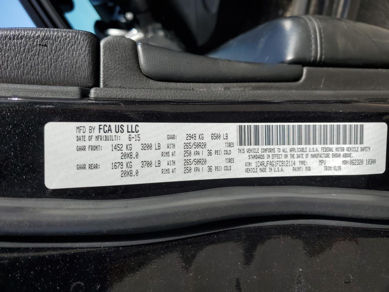 2015 Jeep Grand Cherokee Laredo VIN: 1C4RJFAG1FC912114 Lot: 54019775