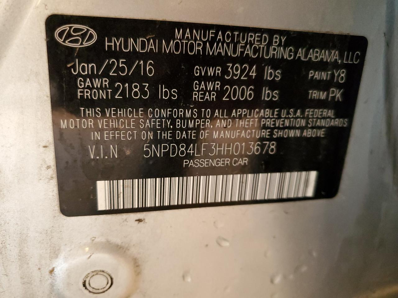 2017 Hyundai Elantra Se VIN: 5NPD84LF3HH013678 Lot: 51846105