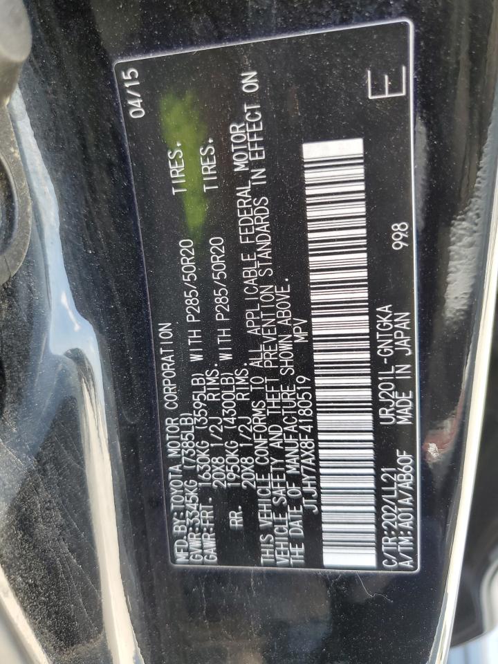 2015 Lexus Lx 570 VIN: JTJHY7AX8F4180519 Lot: 52957125