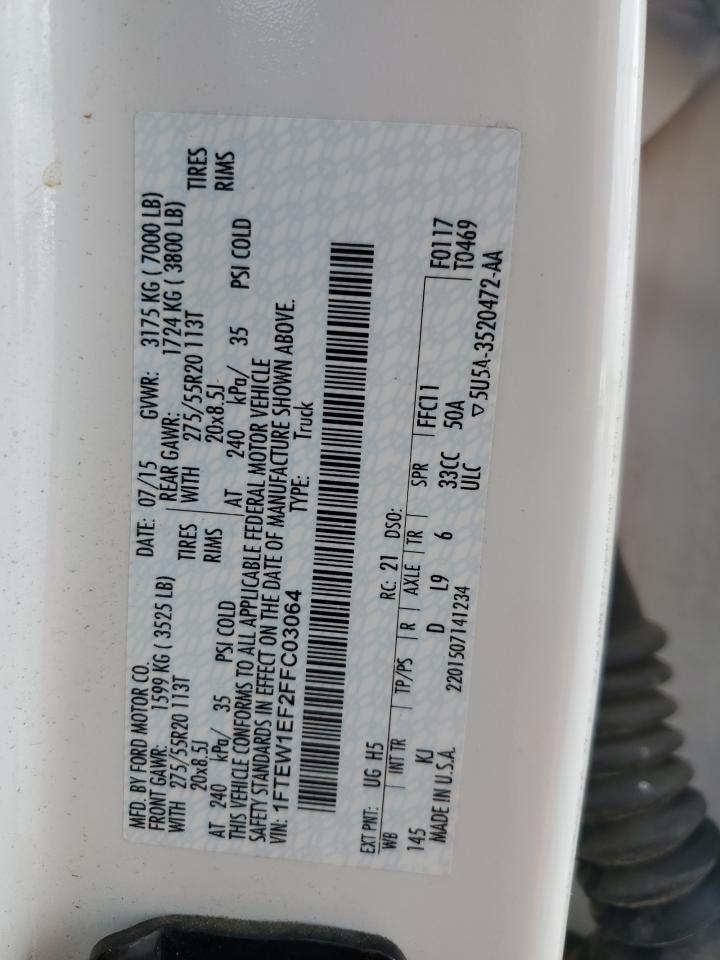 2015 Ford F150 Supercrew VIN: 1FTEW1EF2FFC03064 Lot: 51418755