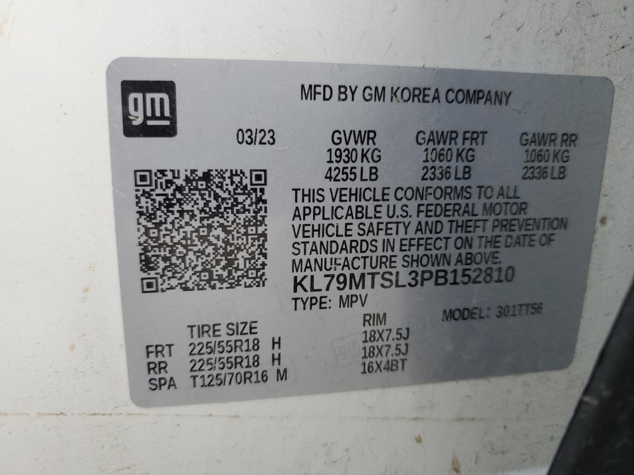 2023 Chevrolet Trailblazer Rs VIN: KL79MTSL3PB152810 Lot: 54553245