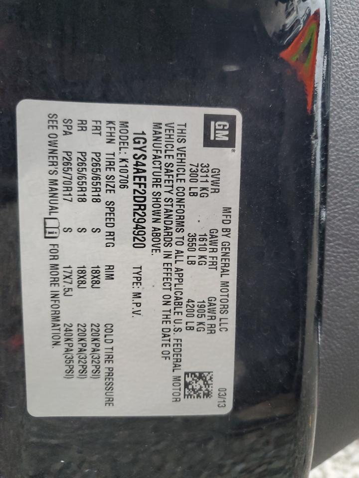 2013 Cadillac Escalade VIN: 1GYS4AEF2DR294920 Lot: 53869365