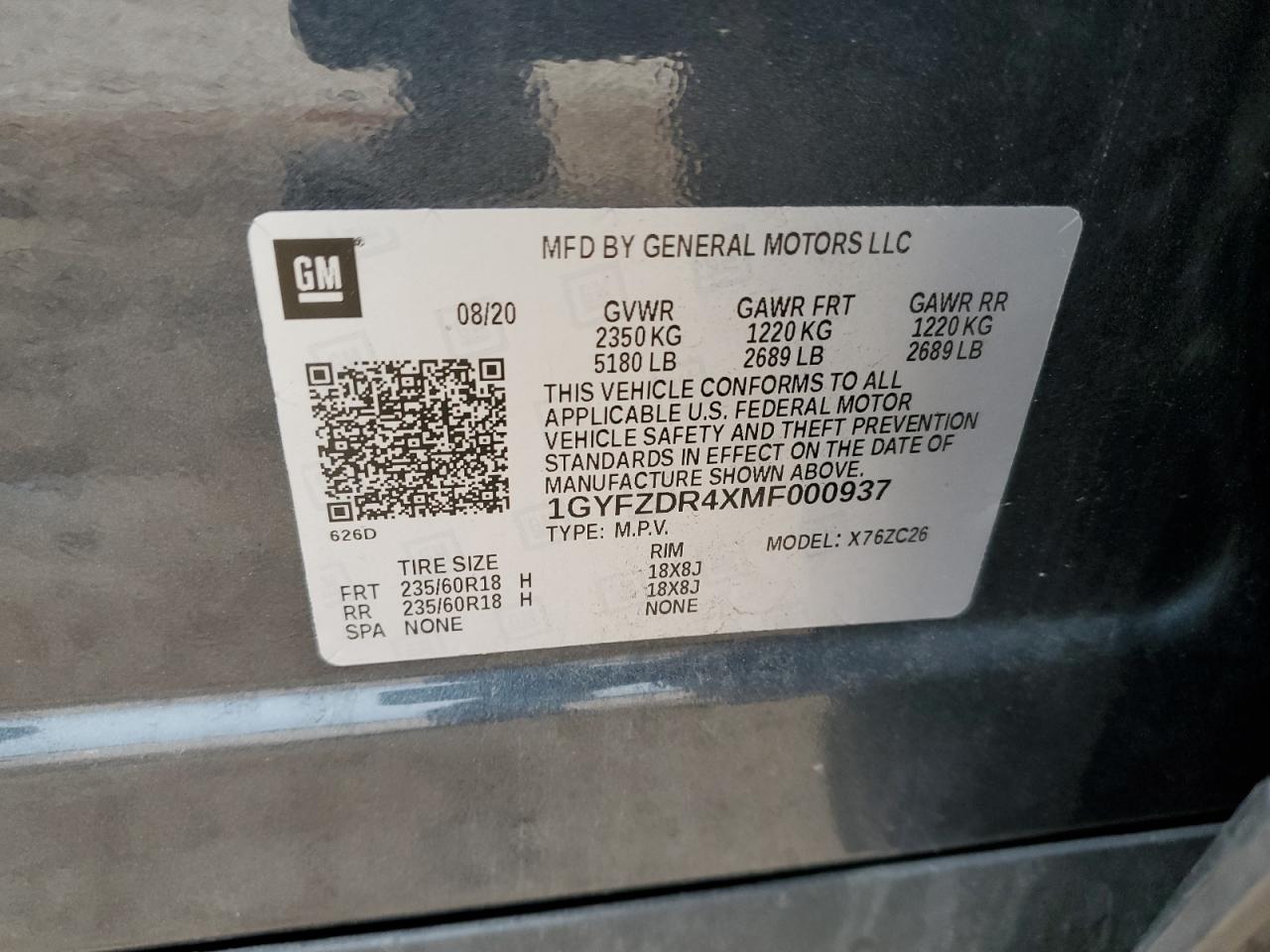 2021 Cadillac Xt4 Premium Luxury VIN: 1GYFZDR4XMF000937 Lot: 52406055