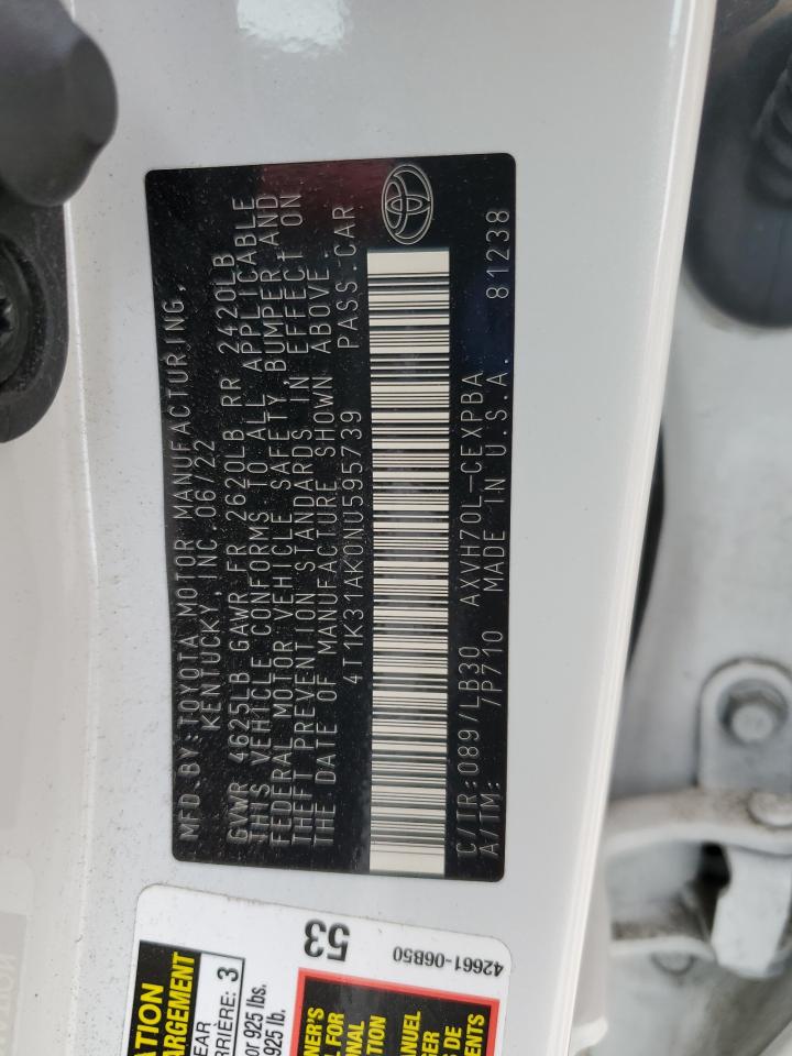 2022 Toyota Camry Xse VIN: 4T1K31AK0NU595739 Lot: 54796045