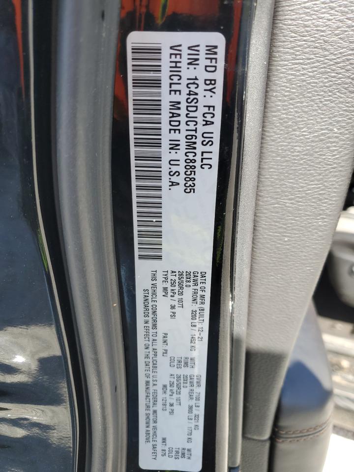 2021 Dodge Durango R/T VIN: 1C4SDJCT6MC885835 Lot: 52768175