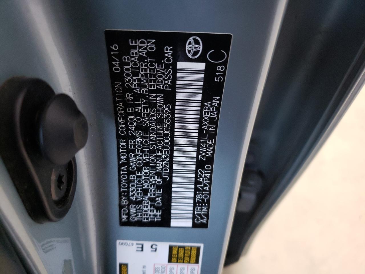 2016 Toyota Prius V VIN: JTDZN3EU0GJ055395 Lot: 54320825