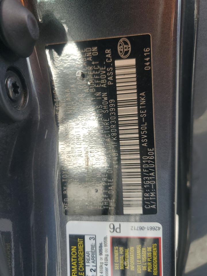 2013 Toyota Camry L VIN: 4T4BF1FK8DR303999 Lot: 54271325