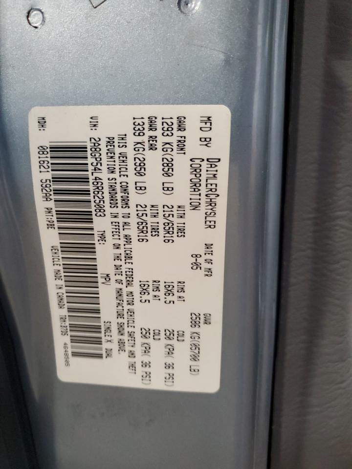 2006 Chrysler Town & Country Touring VIN: 2A8GP54L46R625083 Lot: 53304815