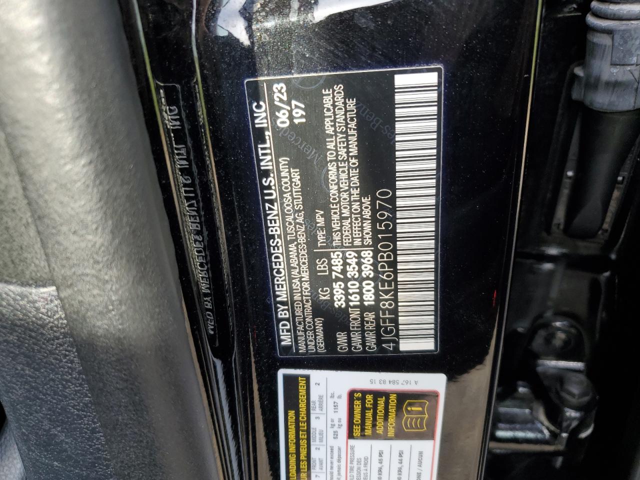 2023 Mercedes-Benz Gls 63 Amg 4Matic VIN: 4JGFF8KE6PB015970 Lot: 55164205
